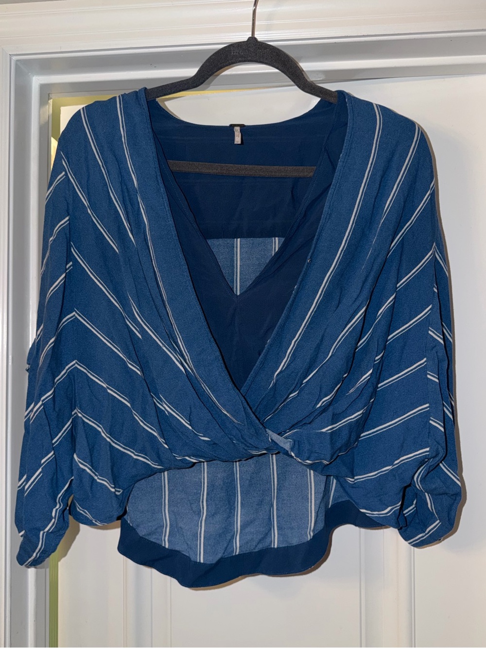 Free People Blue and White Flowy Top